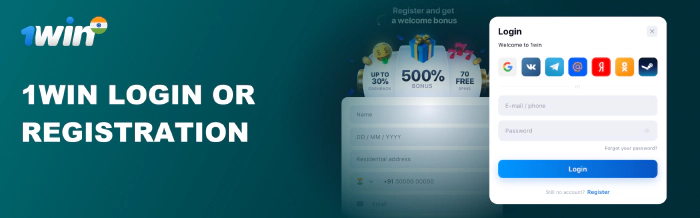 1win India official website login form interface