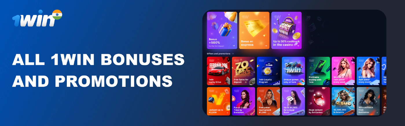 Bonus casino 1win for Indian players