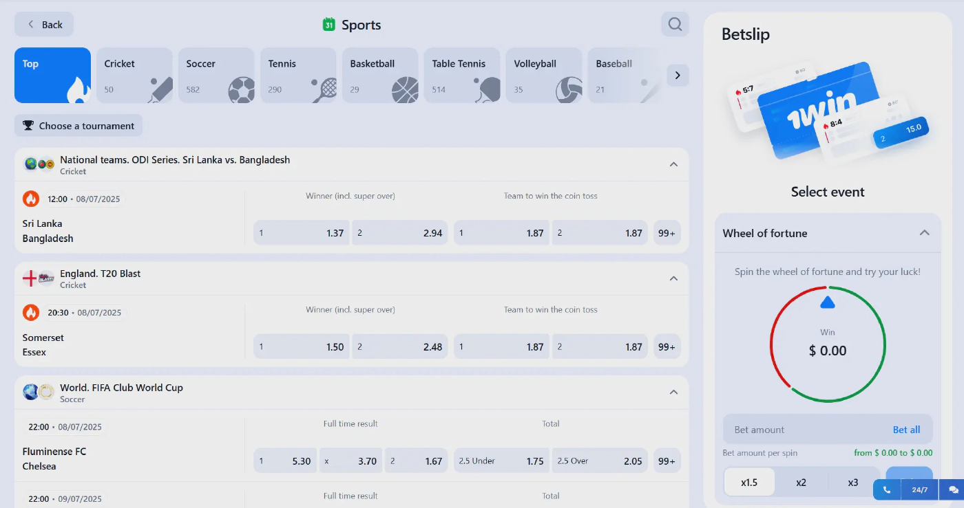 Popular Sports for 1win Prematch Betting in India