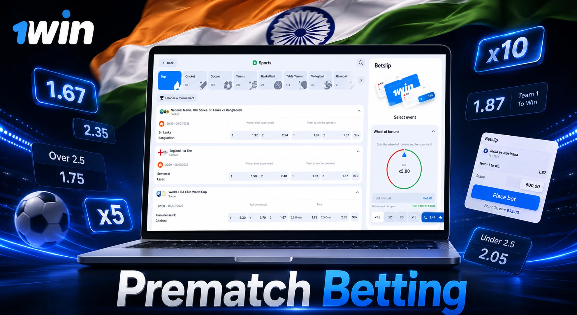 1win prematch betting